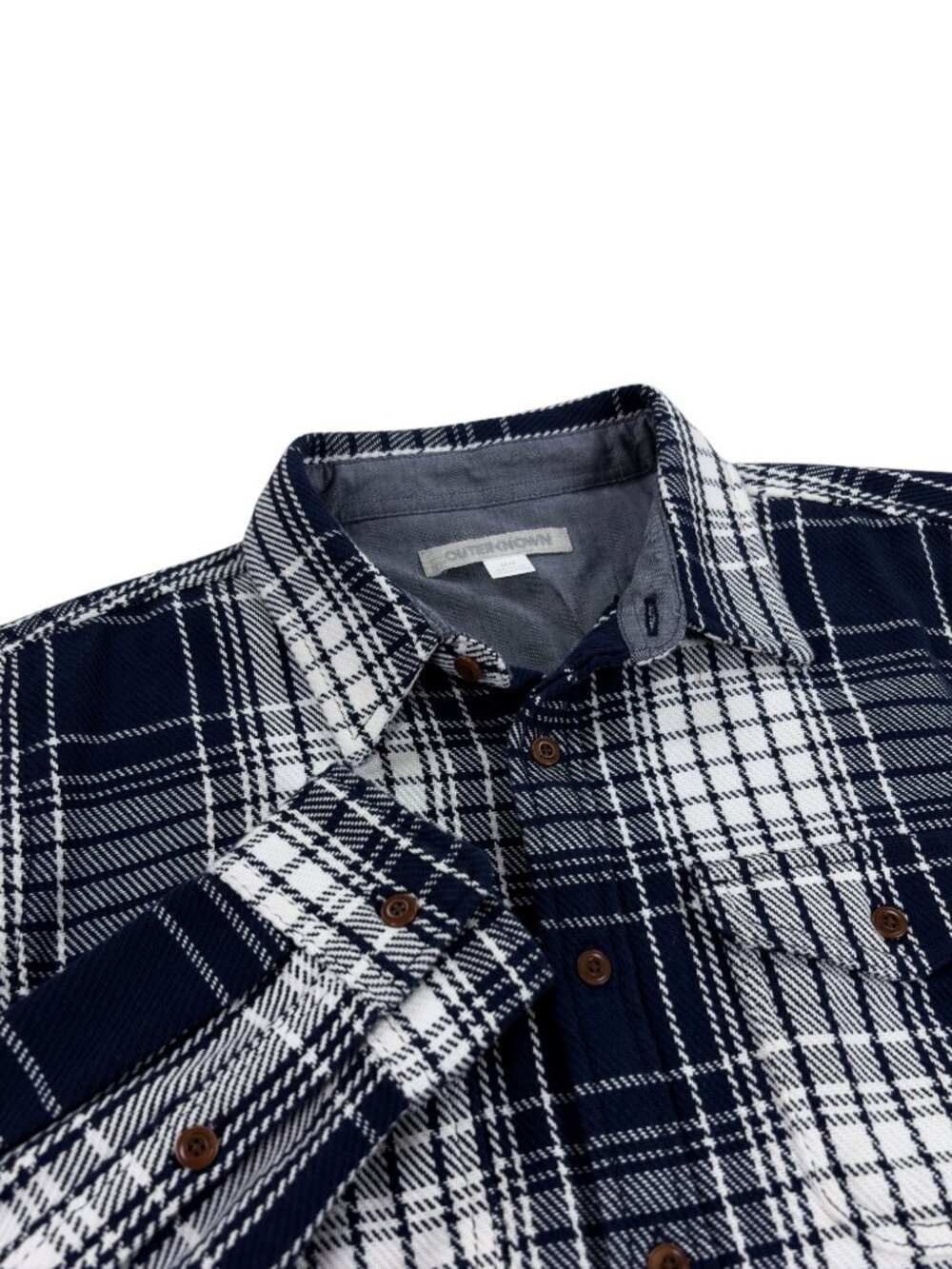 Outerknown Blanket Shirt Mens Size M Organic Cotton Navy & White Plaid NEW